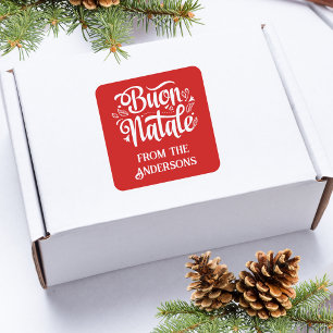 Buon Natale God jul Fyrkantigt Klistermärke