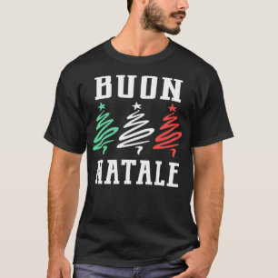 Buon Natale God jul Italienska Flagga Träd T Shirt