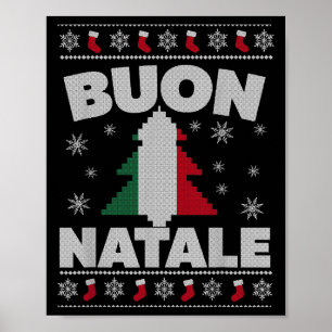 Buon Natale God jul Träd Italienska Ugly Julafton Poster