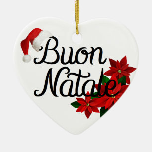 Buon Natale Heart Shape Julgransprydnad Keramik