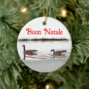 Buon Natale - Honkers - Kanada Geese Julgransprydnad Keramik