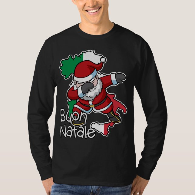 Buon Natale Italia Italia Jultomten I T Shirt (Framsida)