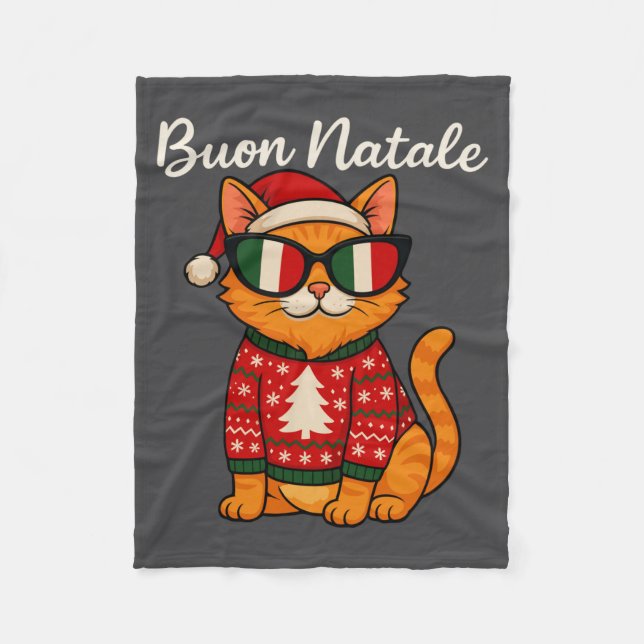 Buon Natale Italian Cat Christmas, Italy Pride Hol Fleecefilt (Framsidan)