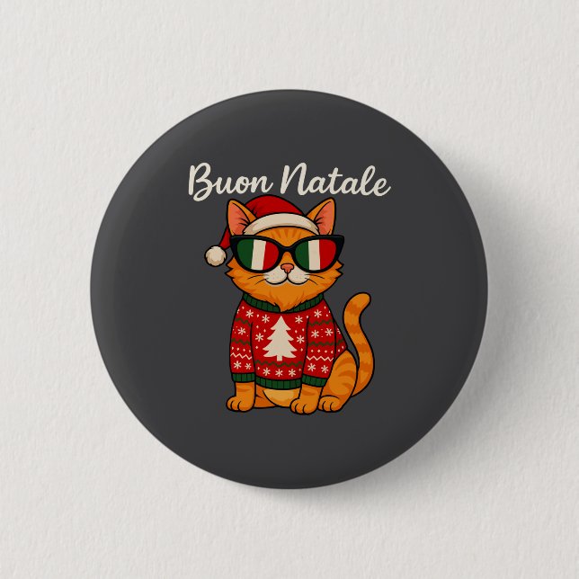 Buon Natale Italian Cat Christmas, Italy Pride Hol Knapp (Framsida)