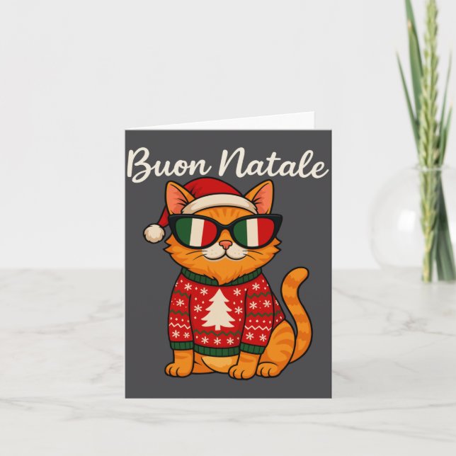 Buon Natale Italian Cat Christmas, Italy Pride Hol Kort (Framsida)