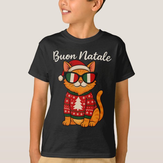 Buon Natale Italian Cat Christmas, Italy Pride Hol T Shirt (Framsida)