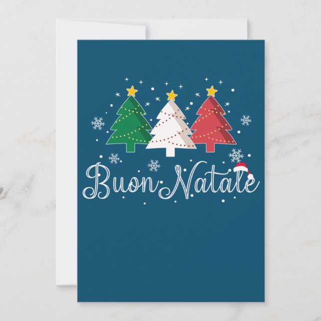Buon Natale Italian Christmas Tree Inbjudningar (Framsida)