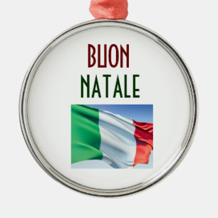 BUON NATALE ITALIAN FLAGGA CHRISTMAS ORNATION JULGRANSPRYDNAD METALL