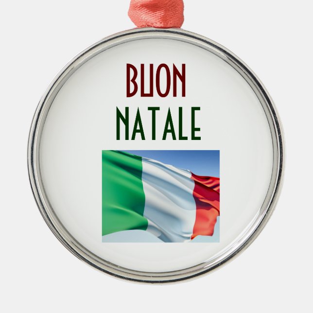 BUON NATALE ITALIAN FLAGGA CHRISTMAS ORNATION JULGRANSPRYDNAD METALL (Framsidan)