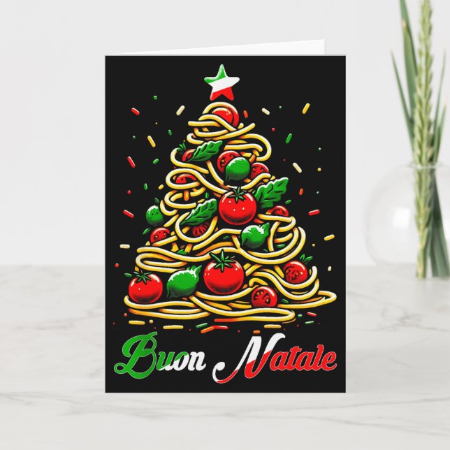 Buon Natale Italian Pasta Christmas Tree Xmas For  Kort (Framsida)
