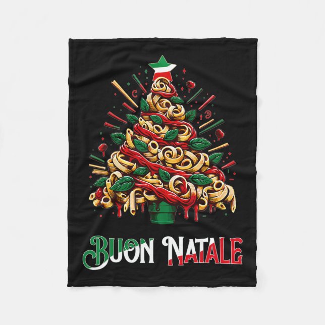 Buon natale italian pasta julgran julafton för fleecefilt (Framsidan)
