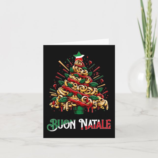 Buon natale italian pasta julgran julafton för kort (Framsida)