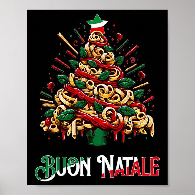 Buon natale italian pasta julgran julafton för poster (Framsidan)