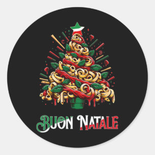 Buon natale italian pasta julgran julafton för runt klistermärke