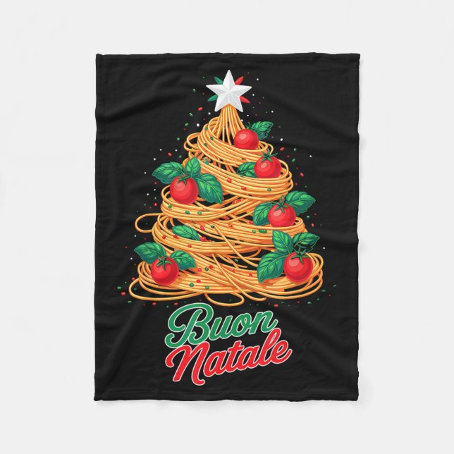 Buon Natale Italian Pasta Spaghetti Funny Christma Fleecefilt (Framsidan)
