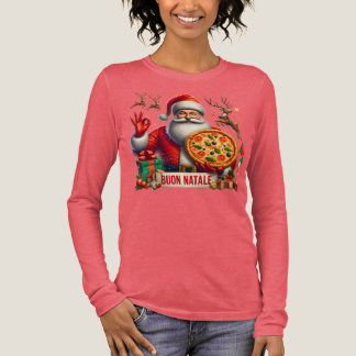 Buon Natale Italian Santa with Pizza & Reindeer T Shirt