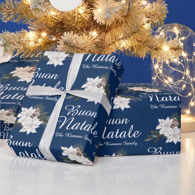 Buon Natale Italiana God jul Blue Presentpapper (Helgdagar)