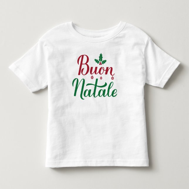 Buon Natale Italiana God jul Holly T Shirt (Framsida)