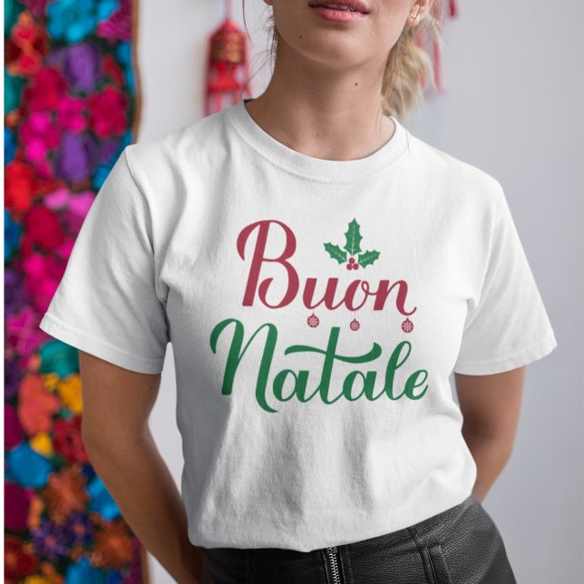 Buon Natale Italiana God jul Holly T Shirt (Skapare uppladdad)