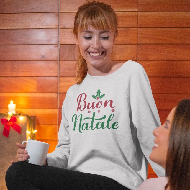 Buon Natale Italiana God jul Holly T Shirt (Skapare uppladdad)