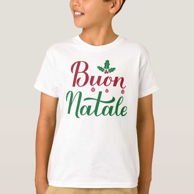 Buon Natale Italiana God jul Holly T Shirt (Framsida)