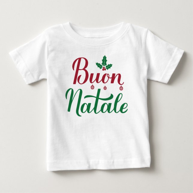 Buon Natale Italiana God jul Holly T Shirt (Framsida)