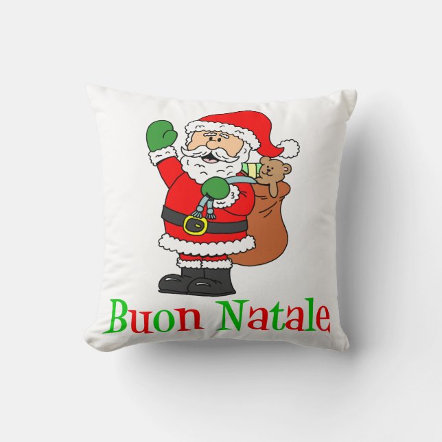 Buon Natale italiensk jul Santa Kudde (Framsida)