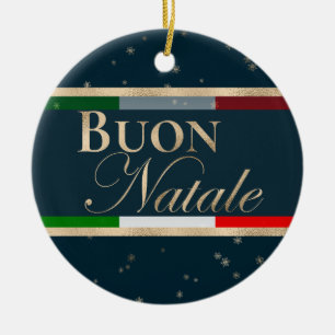 Buon Natale Italienska Flagga jul Julgransprydnad Keramik
