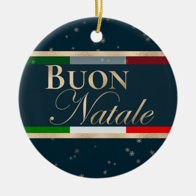 Buon Natale Italienska Flagga jul Julgransprydnad Keramik (Framsidan)