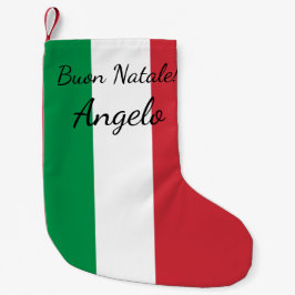 Buon Natale Italienska flagga namn Helgdag Liten Julstrumpa
