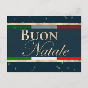 Buon Natale Italienska Flagga om blå jul Vykort