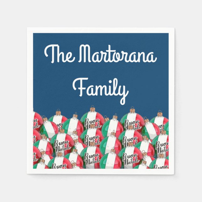 Buon Natale Italienska Flagga Ornaments Napkins Pappersservett (Framsidan)