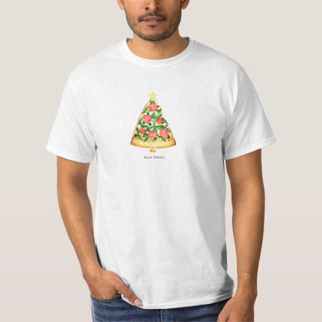 Buon Natale Italienska God jul Pizza Slice T Shirt (Framsida)