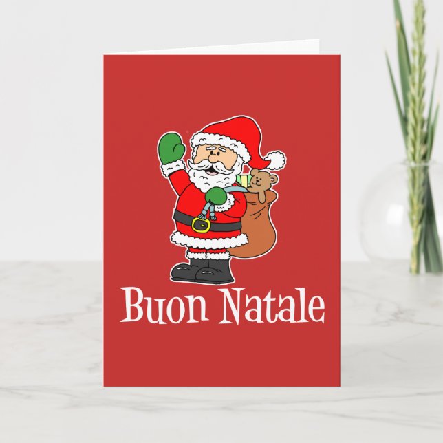 Buon Natale Italienska God jul Santa Helgkort (Framsida)