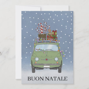 Buon Natale Italienska Grönten Fiat 500 Julkort