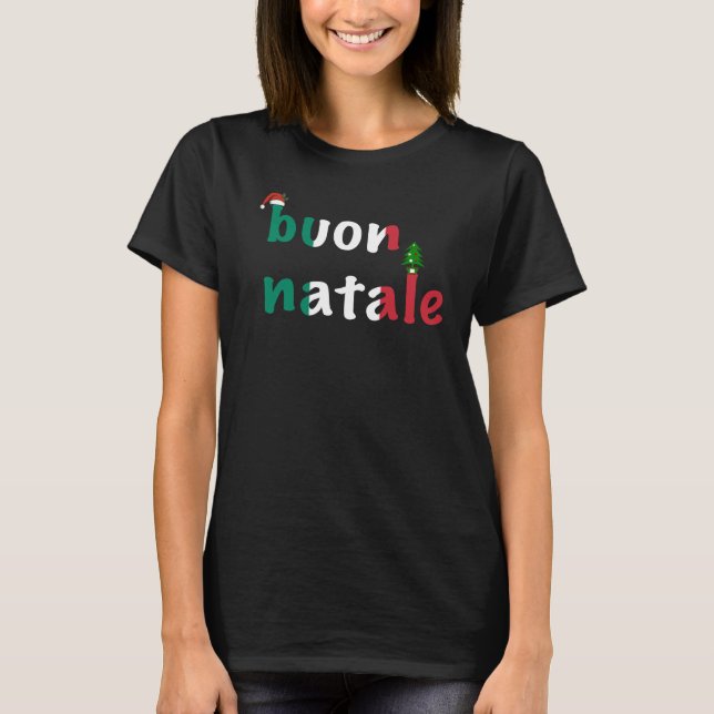 Buon Natale Italienska Helgdag T Shirt (Framsida)