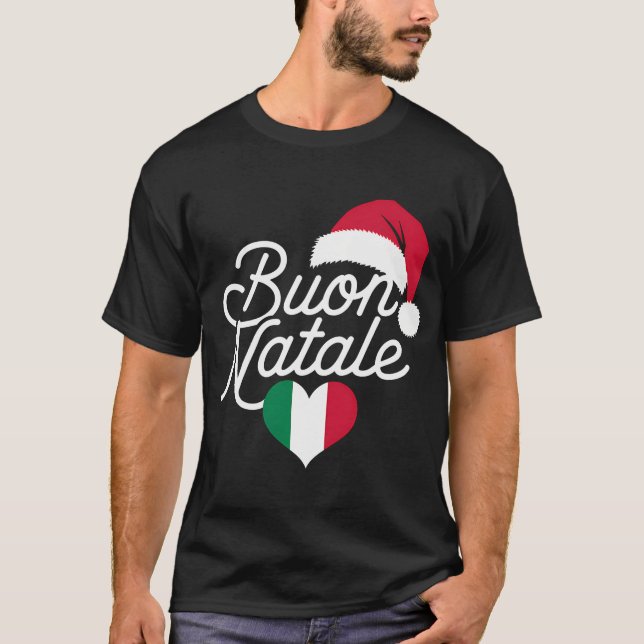 Buon Natale Italienska julen Julafton Italien Flag T Shirt (Framsida)