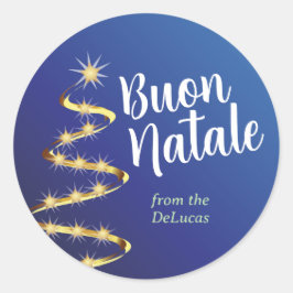 Buon Natale Italienska julen med valfritt namn Runt Klistermärke