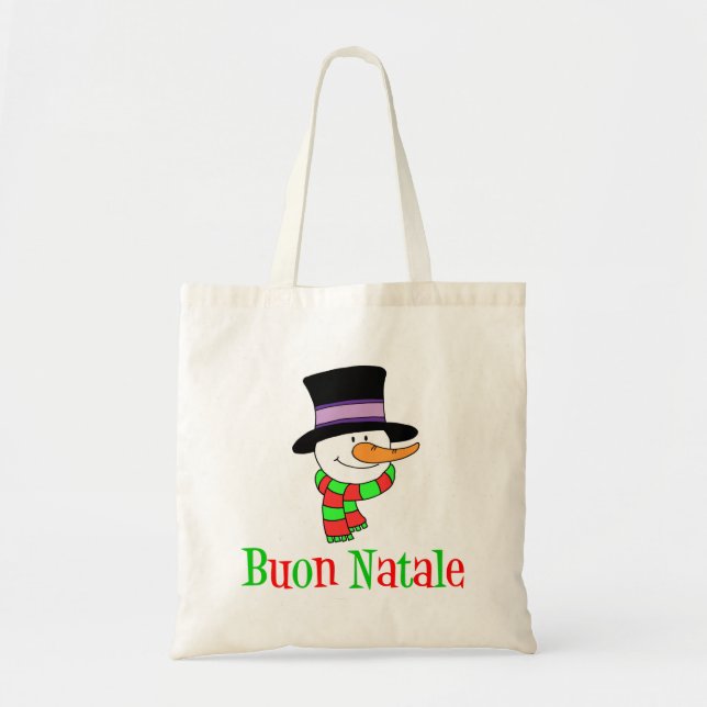 Buon Natale Italienska julen Snögubbe Tygkasse (Framsidan)