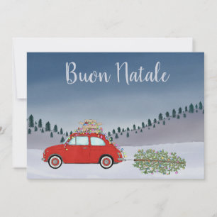 Buon Natale Italienska julgrädden Red Fiat 500 Julkort