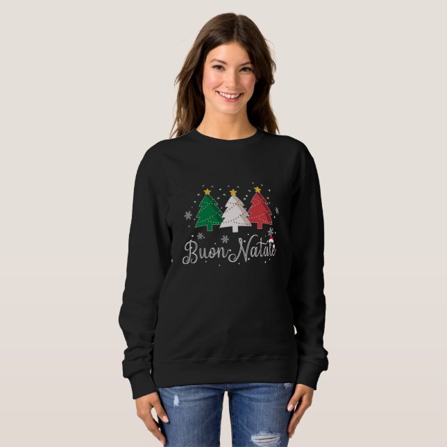 Buon Natale Italienska Julgran T Shirt (Hel framsida)