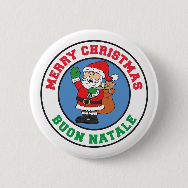 Buon Natale Italienska jultomten Button Knapp (Framsida)