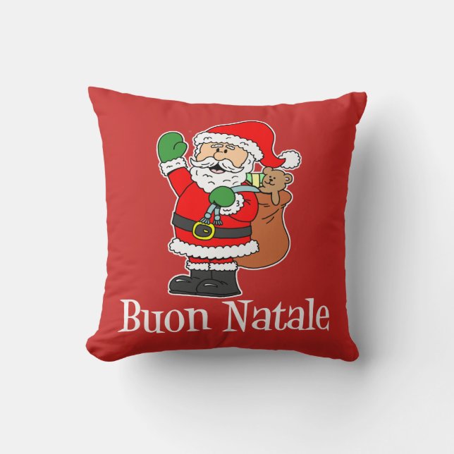 Buon Natale Italienska jultomten Dekorativ kudde (Framsida)