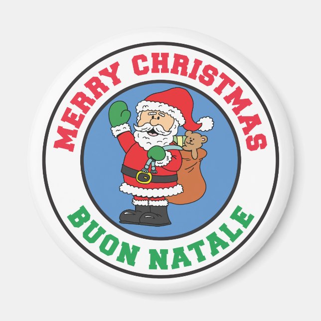 Buon Natale Italienska jultomten Magnet (Framsidan)