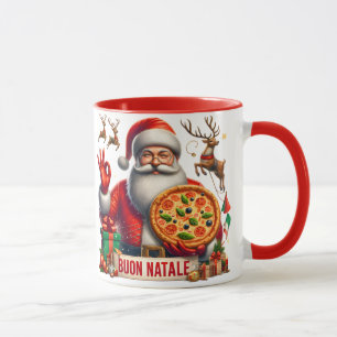 Buon Natale Italienska jultomten med Pizza & Reind Mugg