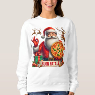 Buon Natale Italienska jultomten med Pizza & Reind T Shirt