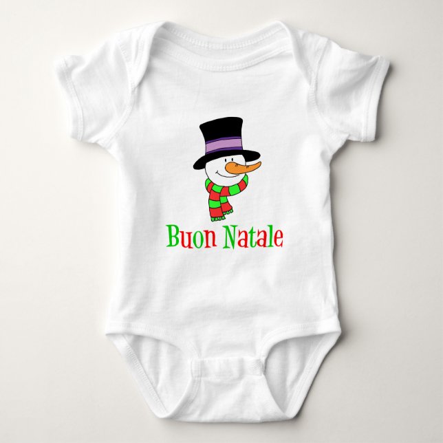 Buon Natale Italienska Snögubbe Kids Tee Shirt (Framsida)