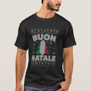 Buon Natale Italienska ugglans till jul för Man T Shirt