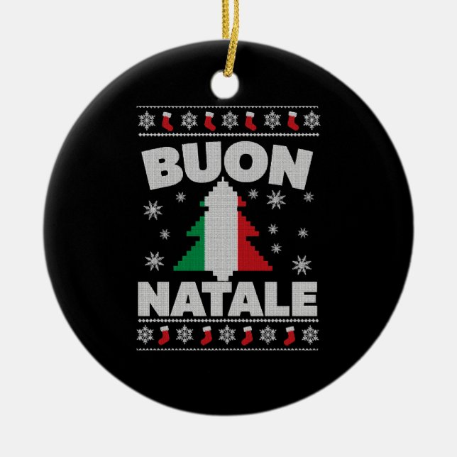 Buon Natale Italienska ugglanssötare Julgransprydnad Keramik (Framsidan)