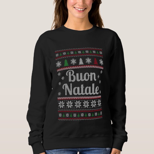 Buon Natale Italienskt ugglat jul Mönster Shirt T (Framsida)